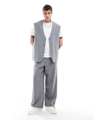 Pantalon habillé d'ensemble large avec ourlet à cordon de serrage - Asos Design - Modalova