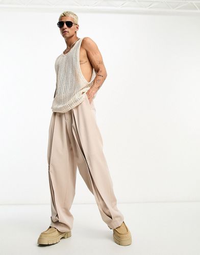 Pantalon habillé large avec plis - Taupe - Asos Design - Modalova