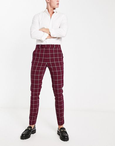 Pantalon habillé skinny à grands carreaux - Bordeaux - Asos Design - Modalova