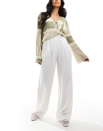 Pantalon large à pinces avec lin - Asos Design - Modalova