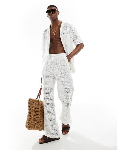 Pantalon large d'ensemble en crochet avec taille élastique - Asos Design - Modalova