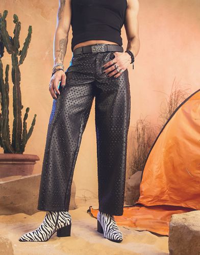 Pantalon large en imitation cuir à étoiles - BLACK - Asos Design - Modalova