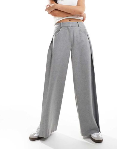 Pantalon large habillé avec pli sur le côté - Gris clair - Asos Design - Modalova