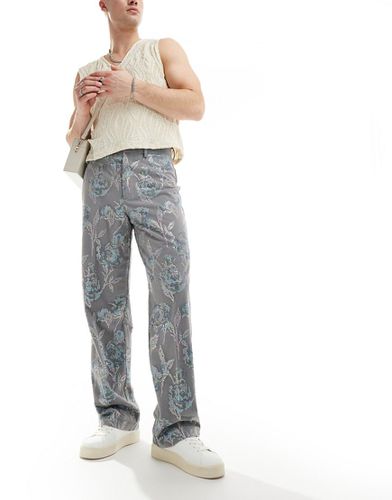 Pantalon large habillé orné de sequins à imprimé fleuri pixelisé - Asos Design - Modalova