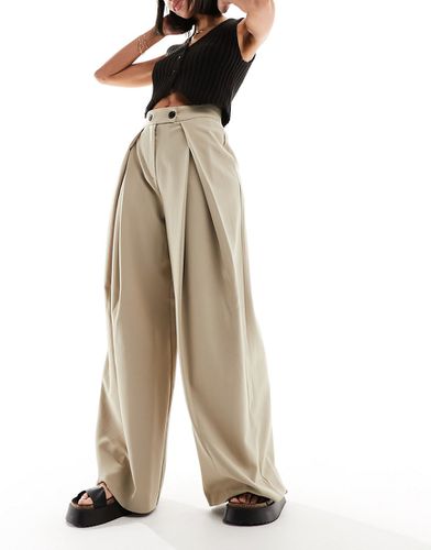 Pantalon large replié sur l'avant - Taupe - Asos Design - Modalova