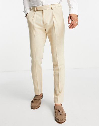 Pantalon skinny habillé en laine mélangée nattée - Taupe - Asos Design - Modalova