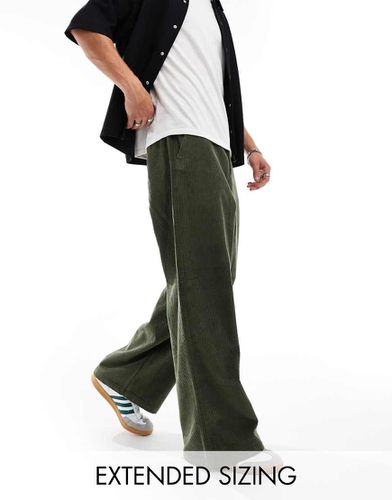 Pantalon ultra baggy en velours côtelé - Kaki - Asos Design - Modalova