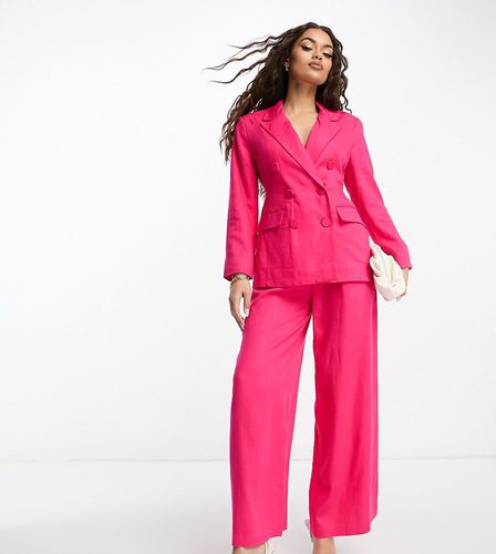 ASOS DESIGN Petite - Blazer de tailleur à double boutonnage avec lin - vif - Asos Petite - Modalova