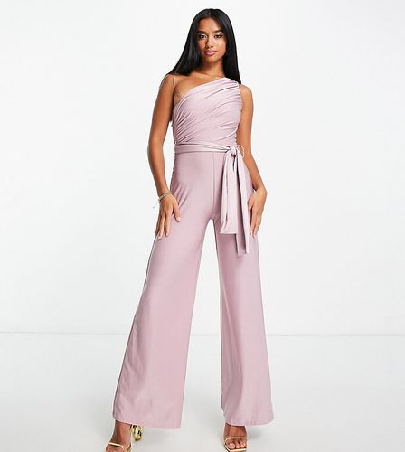 Petite - Combinaison large avec corsage asymétrique froncé - Mauve - Asos Design - Modalova