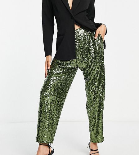 ASOS DESIGN Petite - Pantalon souple à sequins - Kaki - Asos Petite - Modalova