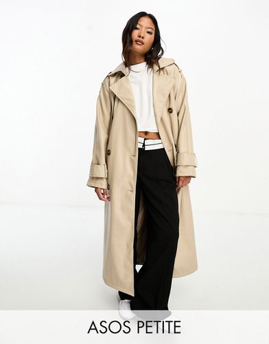 ASOS DESIGN Petite - Trench-coat en similicuir - Taupe - Asos Petite - Modalova