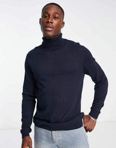 Pull col roulé en maille de coton - Bleu - Asos Design - Modalova