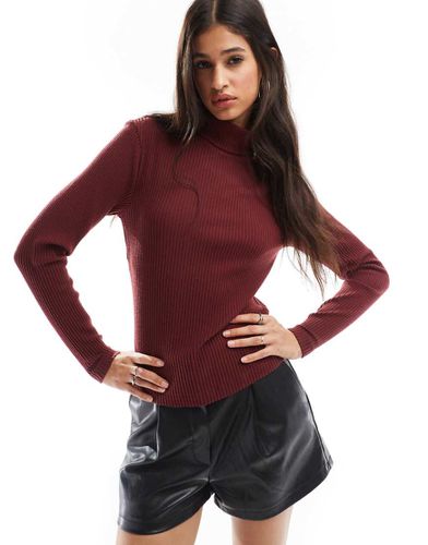 Pull col roulé ultra-doux en maille côtelée brossée - Bordeaux - Asos Design - Modalova