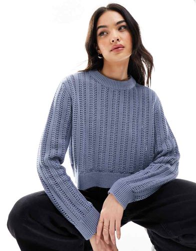 Pull court ras de cou en maille ajourée - Asos Design - Modalova