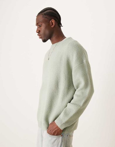 Pull oversize à col ras de cou en maille brossée - Vert sauge - Asos Design - Modalova