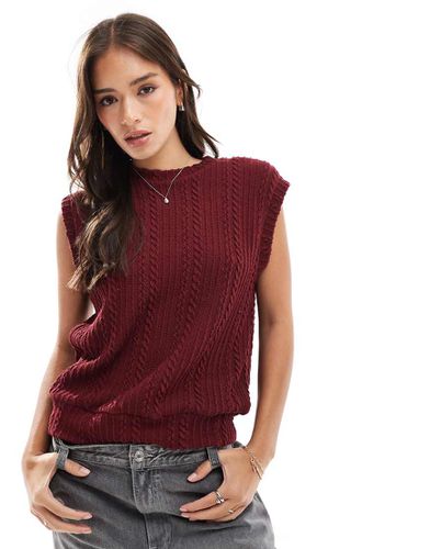 Pull sans manches en maille torsadée - Bordeaux - Asos Design - Modalova