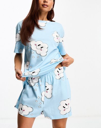 Pyjama avec t-shirt oversize et short motif nuage - Asos Design - Modalova