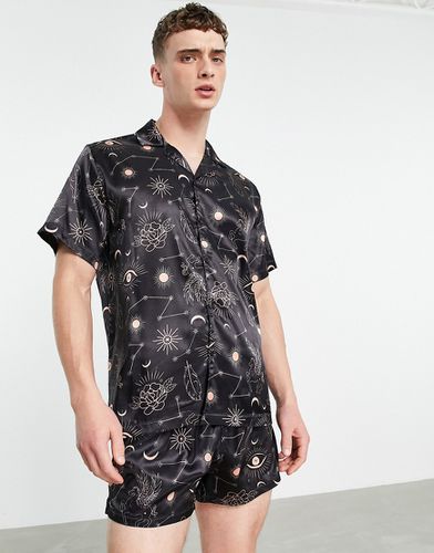 Pyjama en satin à imprimé céleste - Asos Design - Modalova