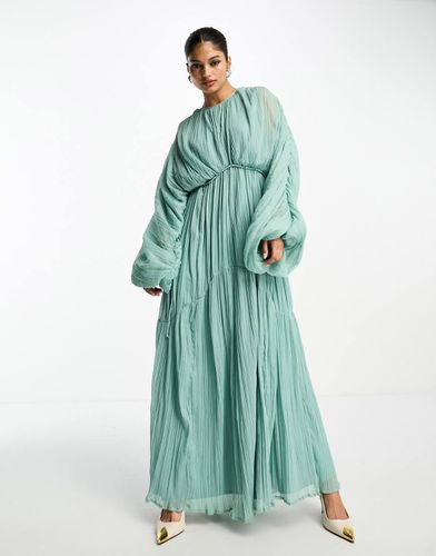 Robe trapèze longue à plis serrés et manches chauve-souris - Sauge - Asos Design - Modalova