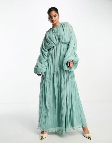 Robe trapèze longue à plis serrés et manches chauve-souris - Sauge - Asos Design - Modalova