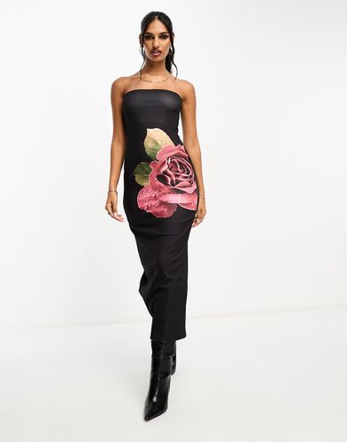 Robe bandeau mi-longue à imprimé roses - Asos Design - Modalova