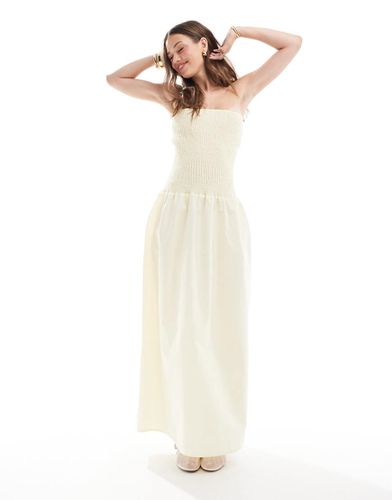 Robe bandeau longue et froncée - Jaune pastel - Asos Design - Modalova