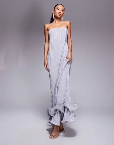 Robe bandeau longue plissée à ourlet volanté - Asos Design - Modalova