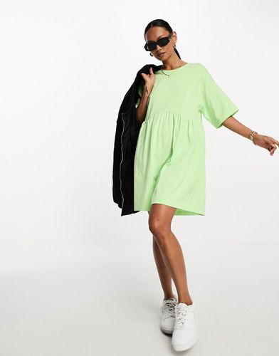 Robe babydoll courte à manches courtes et coutures apparentes - Citron vert - Asos Design - Modalova