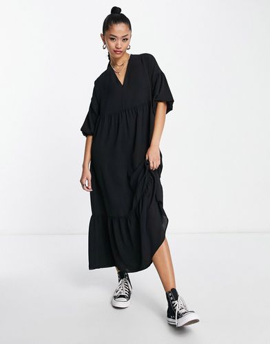 Robe babydoll mi-longue à enfiler - Noir - Asos Design - Modalova