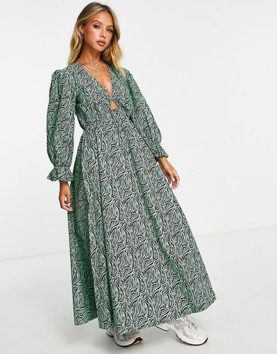 Robe babydoll mi-longue en coton à zébrures - Vert - Asos Design - Modalova