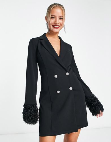 Robe blazer courte à strass et bordures en plume fantaisie - Asos Design - Modalova