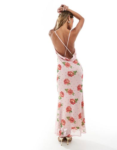 Robe caraco longue à pois avec imprimé roses - Rose - Asos Design - Modalova