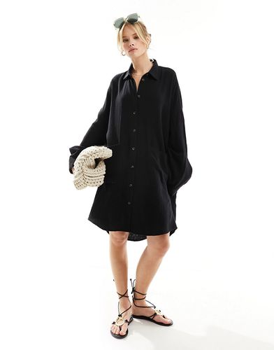 Robe chemise oversize en tissu double à poches basses - Asos Design - Modalova