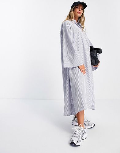 Robe chemise longue coupe trapèze à rayures - Bleu - Asos Design - Modalova