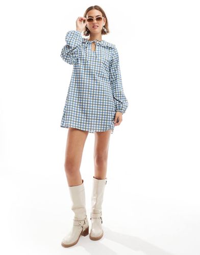 Robe courte à col oversize - Imprimé carreaux - Asos Design - Modalova