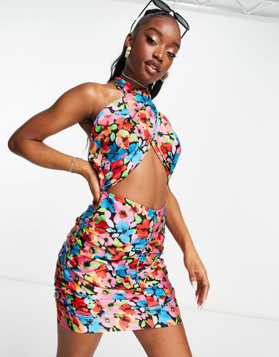 Robe courte de plage à encolure croisée et imprimé floral - Asos Design - Modalova