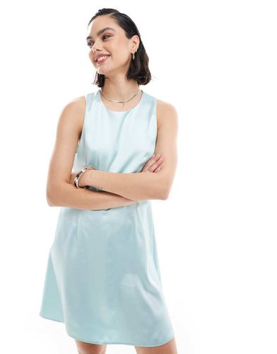 Robe courte droite en satin avec languettes sur le côté - glacé - Asos Design - Modalova