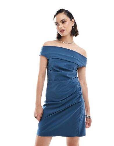 Robe courte en bengaline à épaules dénudées - Bleu jean - Asos Design - Modalova