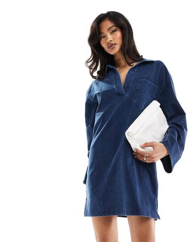 Robe courte oversize à manches longues avec col - jean délavé - Asos Design - Modalova