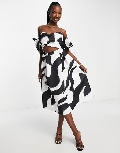 Robe de bal de promo mi-longue 2 pièces à imprimé tacheté - Noir et blanc - Asos Design - Modalova