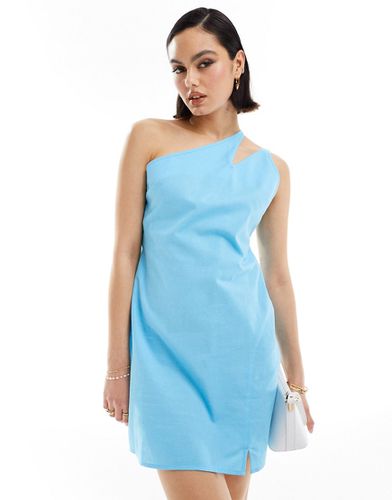 Robe d'été courte et asymétrique en lin avec bretelle fendue - Bleu vif - Asos Design - Modalova