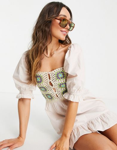 Robe d'été courte style babydoll en maille au crochet - Crème - Asos Design - Modalova