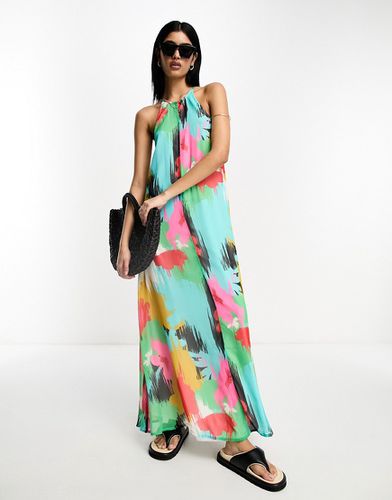 Robe d'été longue à imprimé abstrait coloré et encolure américaine - Asos Design - Modalova