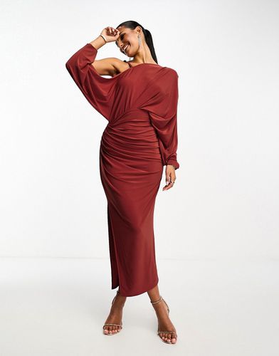 Robe drapée mi-longue style grec à épaules dénudées - Rouille - Asos Design - Modalova