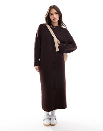 Robe en maille longueur mollet avec couture devant - Chocolat - Asos Design - Modalova