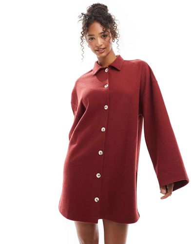 Robe gilet courte boutonnée en tissu ultra doux avec col - Bordeaux - Asos Design - Modalova