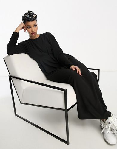 Robe longue à taille plissée - Noir - Asos Design - Modalova
