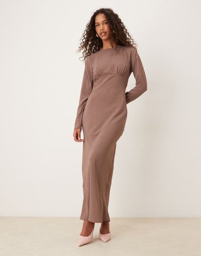 Robe longue  buste corset coup en biais - Taupe fonc - Asos Design - Modalova