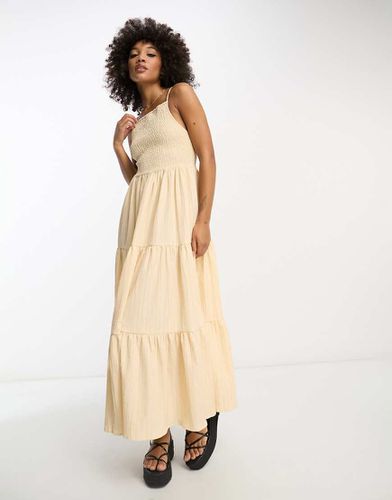 Robe longue à fronces et encolure carrée - Grège - Asos Design - Modalova