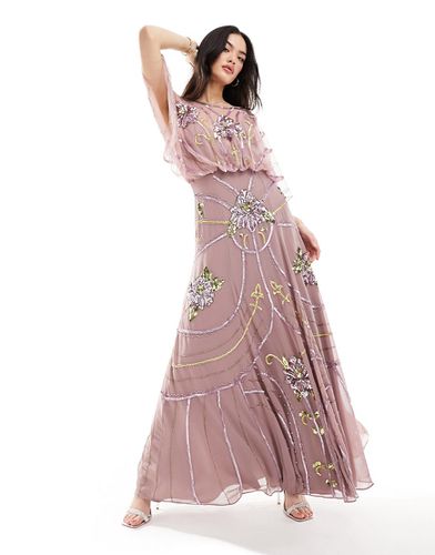 Robe longue à manches chauve-souris avec fleurs ornementées - Asos Design - Modalova